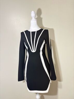 AKIRA Monochrome Long Sleeve Dress
